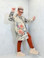 Manteau imprimé fleuri artistique – Grande Taille – Image 2