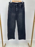 Jean droit noir délavé – Boutons fantaisie – Grande Taille – Image 2