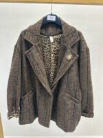 Veste oversize à motif pied-de-poule – Doublure léopard – Image 3