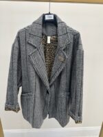Veste oversize à motif pied-de-poule – Doublure léopard – Image 6