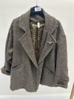 Veste oversize à motif pied-de-poule – Doublure léopard – Image 5