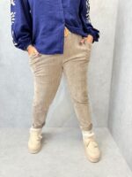 Pantalon velours avec ceinture – Grande Taille  🇮🇹