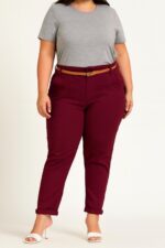 Pantalon taille élastiquée avec ceinture
