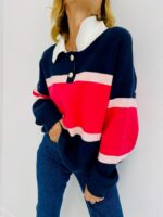 Pull à Col Polo Rayé