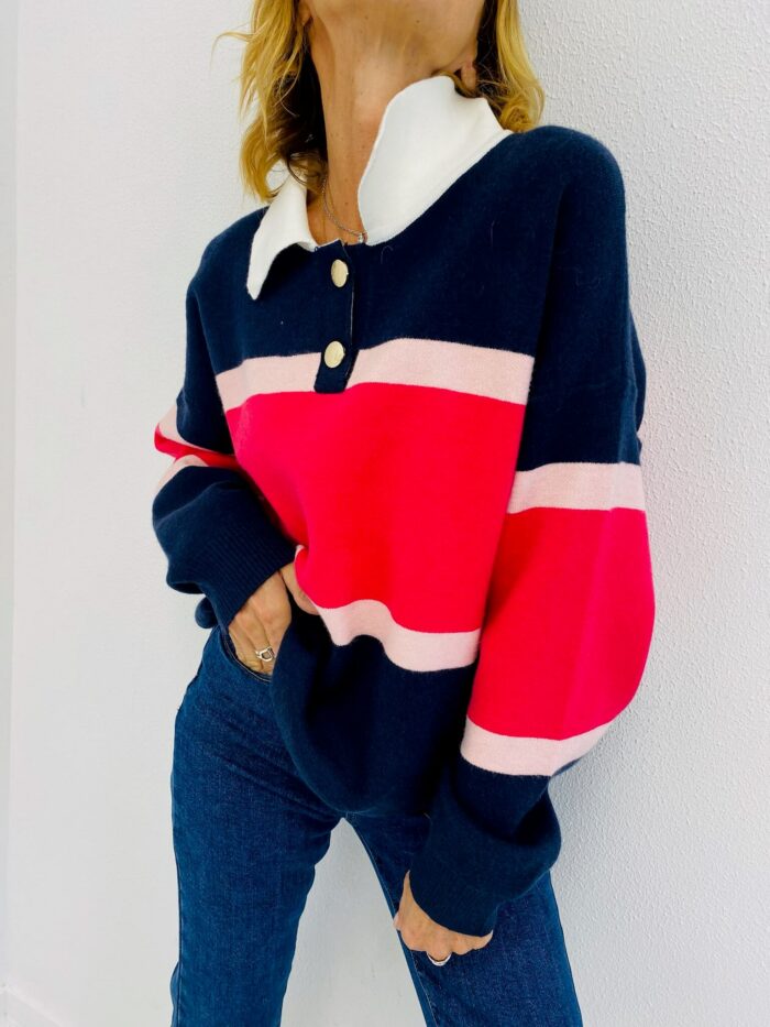 Pull à Col Polo Rayé – Image 1