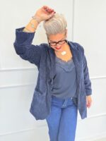 Blazer velours grande taille avec doublure imprimée