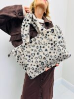 Sac Cabas en fausse fourrure imprimé léopard
