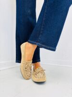 Mocassins femme cloutés en daim