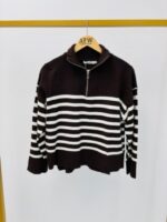 Pull Rayé col zippé en viscose – Image 4