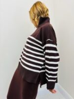 Pull Rayé col zippé en viscose – Image 3