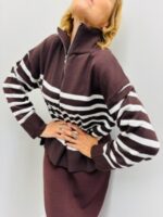 Pull Rayé col zippé en viscose – Image 6