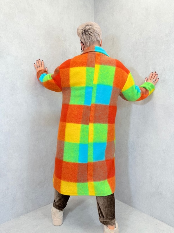 28102025-002 Manteau à carreaux laine bouillie – Grande Taille – Image 5