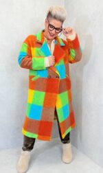 Manteau à carreaux laine bouillie – Grande Taille – Image 4