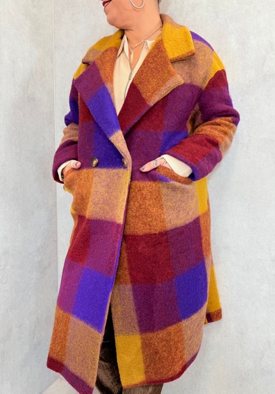 28102025-009 Manteau à carreaux laine bouillie – Grande Taille – Image 7