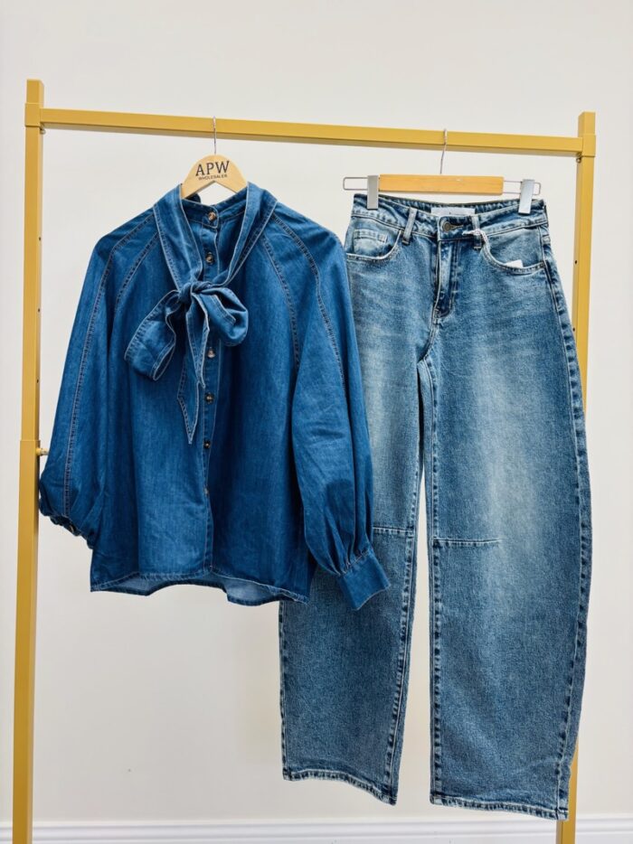 Chemise en Jean avec lavallière – Image 2