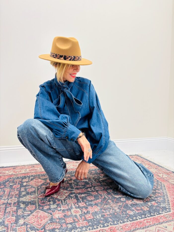Chemise en Jean avec lavallière – Image 4
