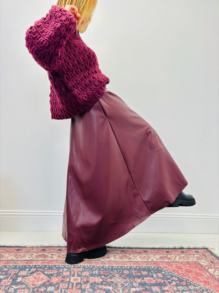 Jupe Longue en Simili cuir avec ceinture – Image 6