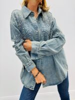 Chemise en Jean brodée perles