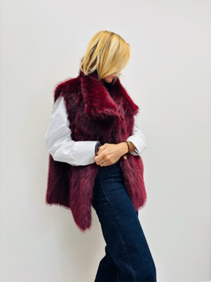 Veste Sans Manches en fausse fourrure – Élégance cocoon italienne