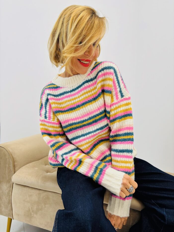Pull Rayé Doux en maille mélangée – Image 1