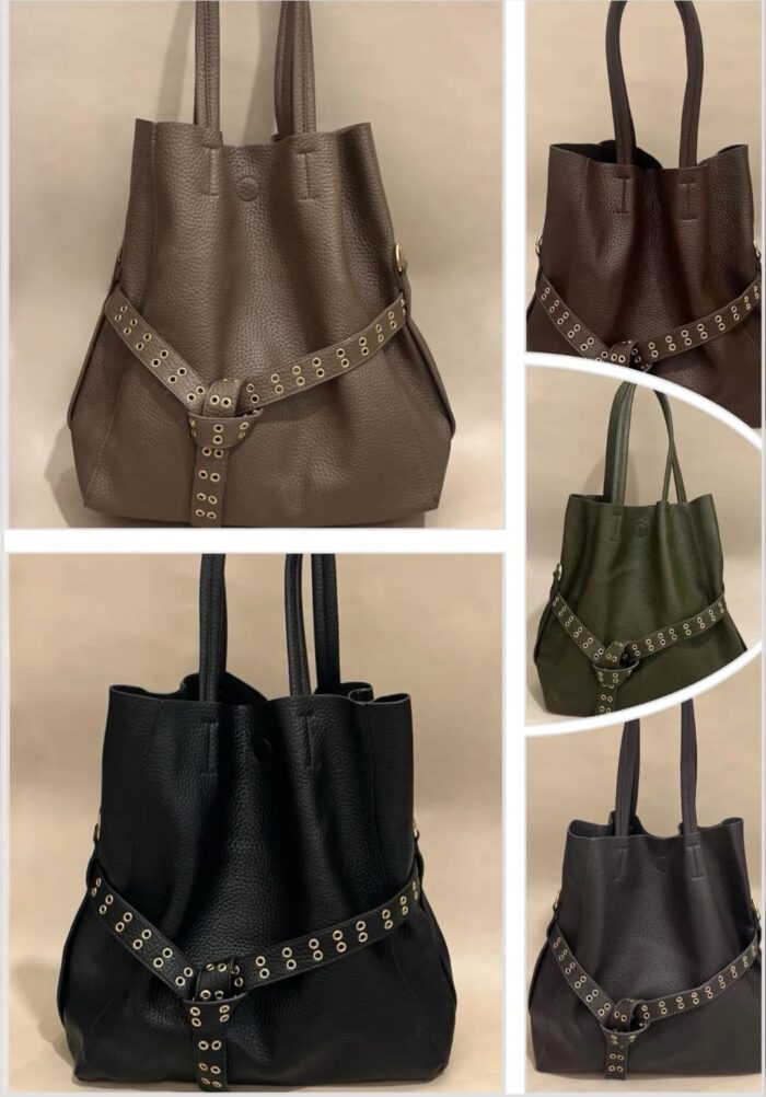 Sac Cabas en Simili cuir avec ceinture œillets – Image 2
