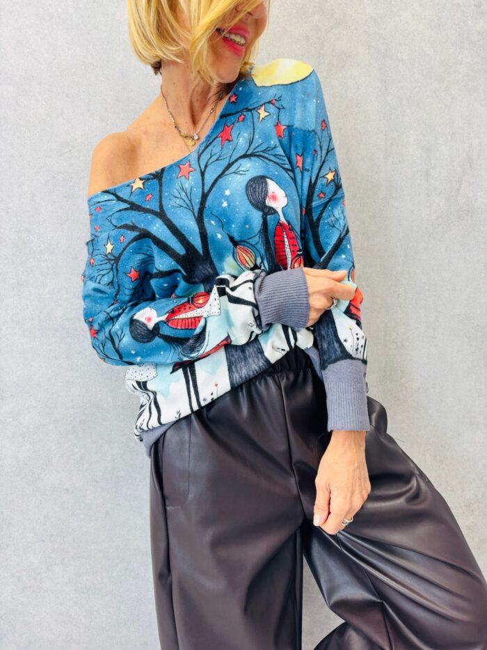 Pull Imprimé Féerique – Motif nocturne & maille douce – Image 1