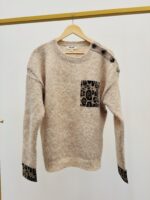 Pull beige détails léopard – Image 4
