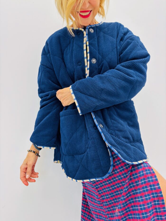 Veste Réversible Velours & Carreaux – 2 styles en 1 – Image 8