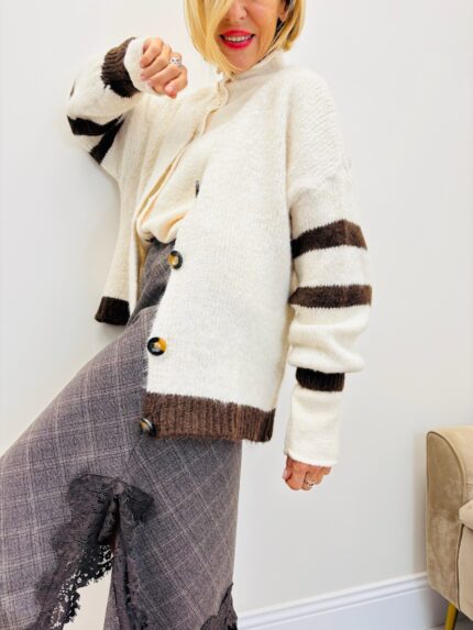 Gilet “SOULCLUB 89” – Maille douce à rayures