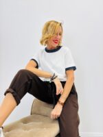 T-shirt Col et Manches lurex – Chic minimaliste 100% coton – Image 8