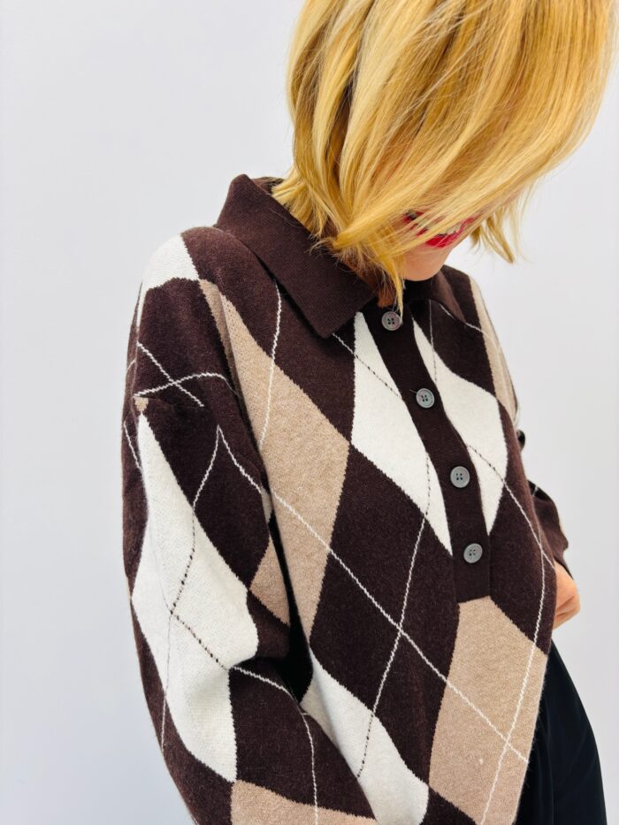 Pull à Losanges Burlington – Col Polo viscose – Image 3