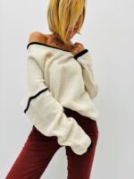Pull col V contrasté – Maille douce