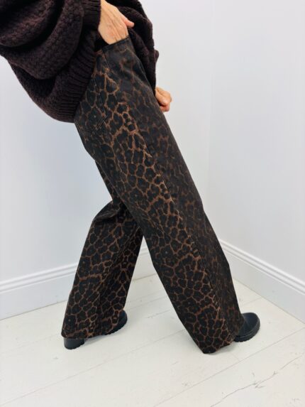 Jean Coupe Wide Leg imprimé animal