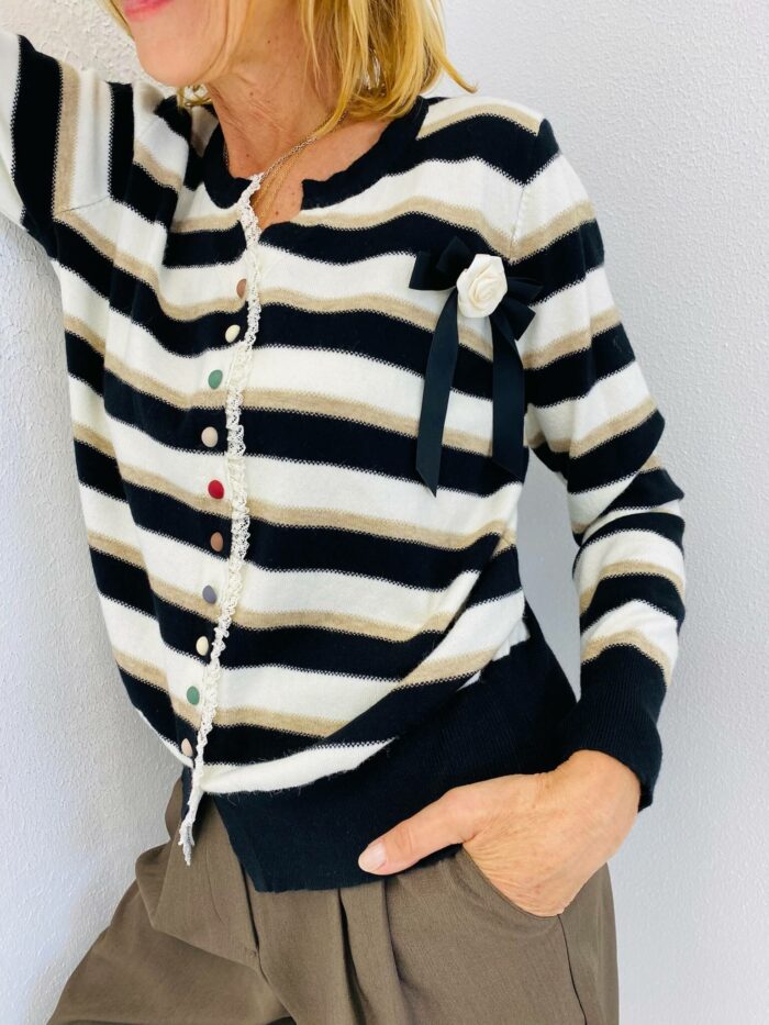 Gilet en Maille Fine à Rayures – Image 4
