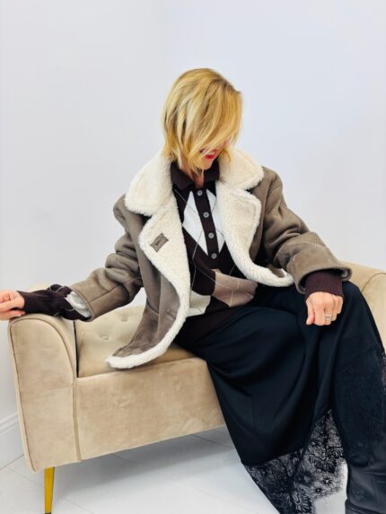 Manteau Effet Suédine doublé sherpa