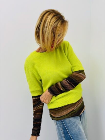 Pull Laine Mélangée Manches courtes