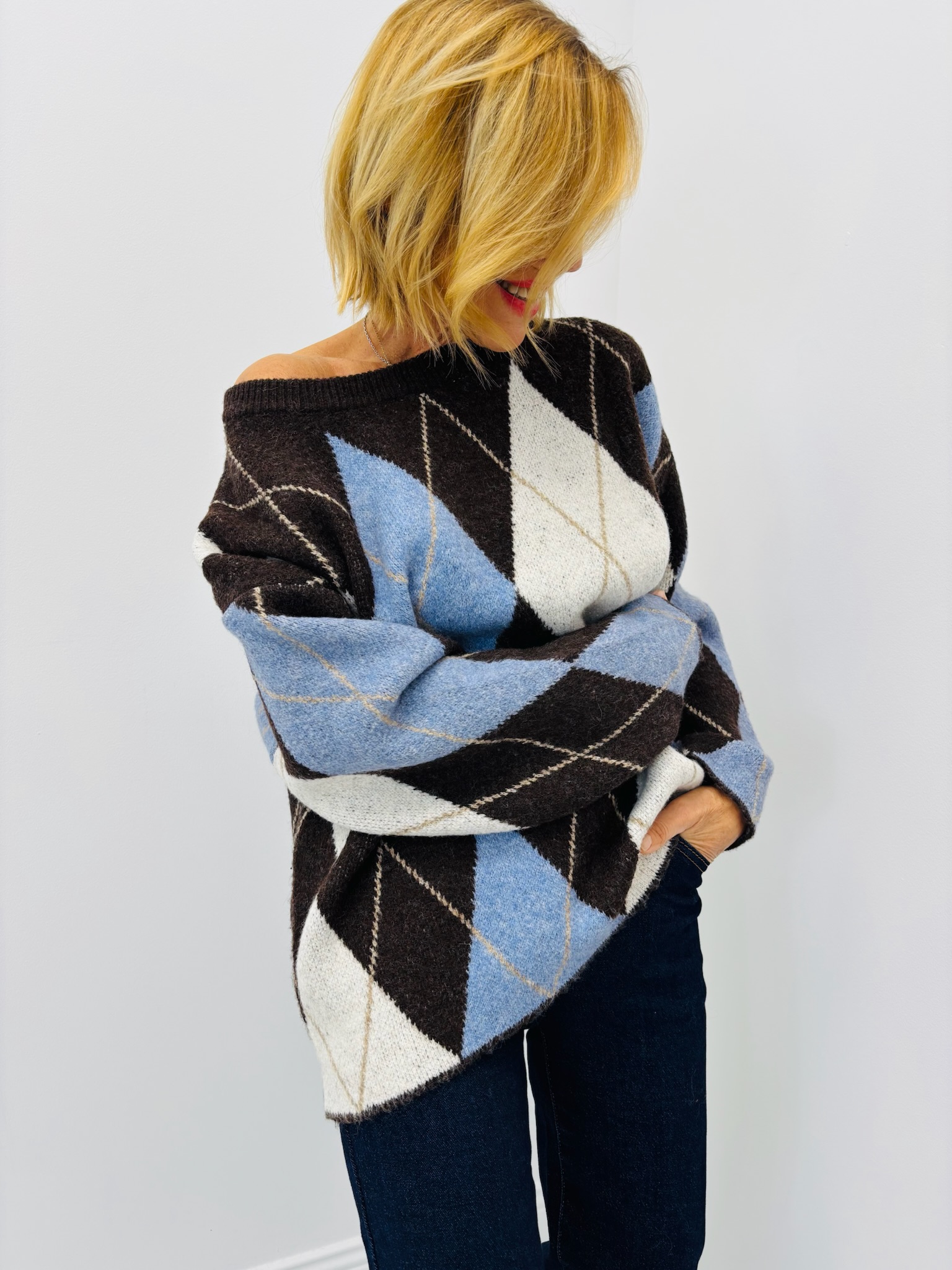 6FC2EC6A-DA94-4A1D-AAE4-B5D26878AD07 Pull Losanges laine mélangée – Esprit Preppy Chic Berlington – Image 6
