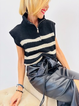 Pull Débardeur Camionneur Rayé – Esprit moderne & allure cosy