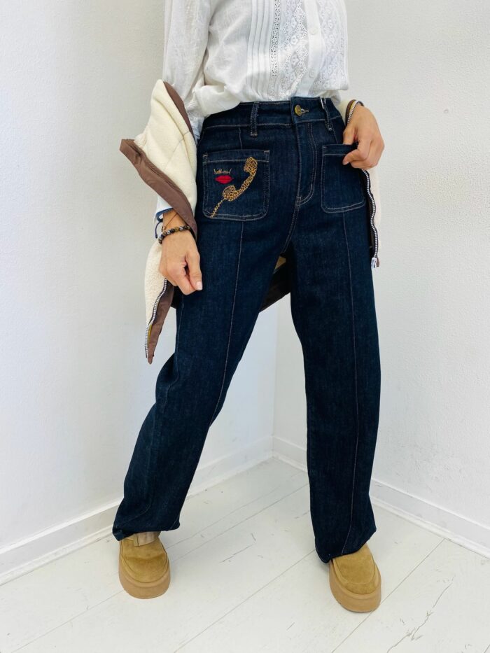 Jean Droit Taille Haute à la coupe WIDE LEG – Image 1
