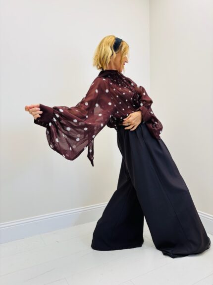 Blouse en Voile transparent à pois – Élégance aérienne