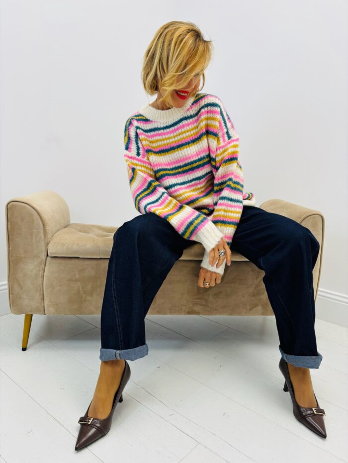 Pull Rayé Doux en maille mélangée – Image 3