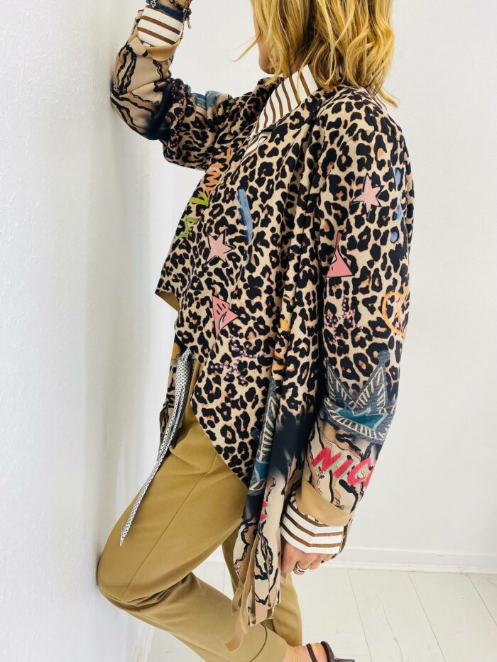 Veste Fluide à Imprimé Léopard et Franges – Image 3