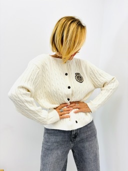 Gilet Torsadé avec écusson brodé