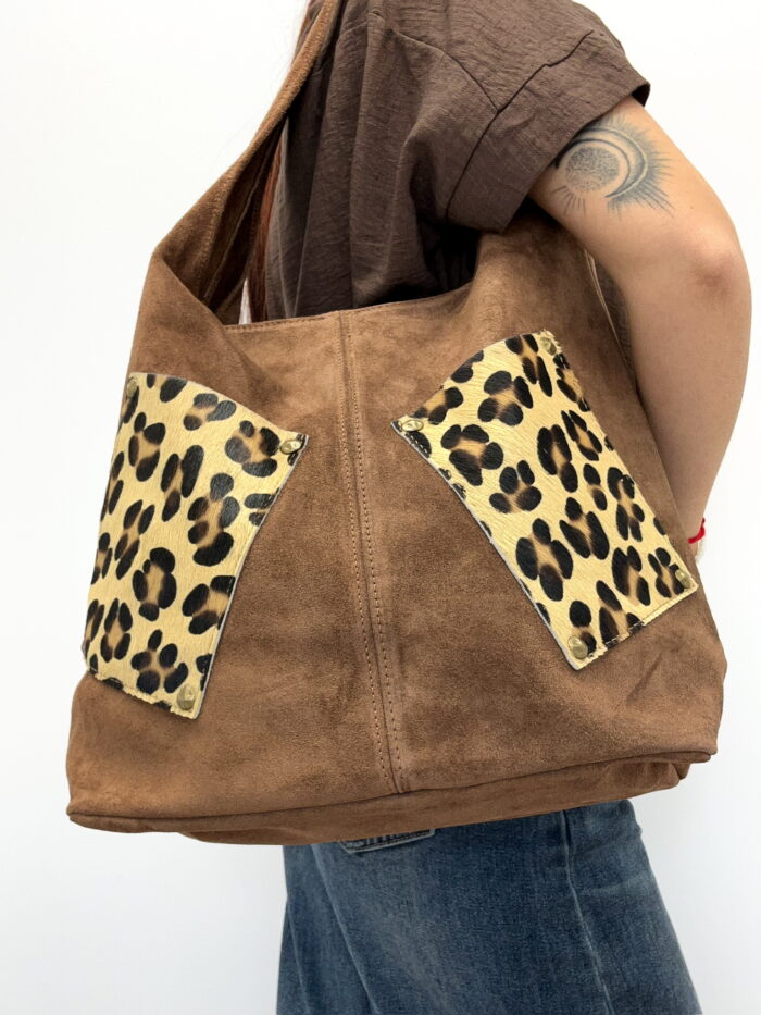 Sac en Cuir avec Poches Léopard – Image 1