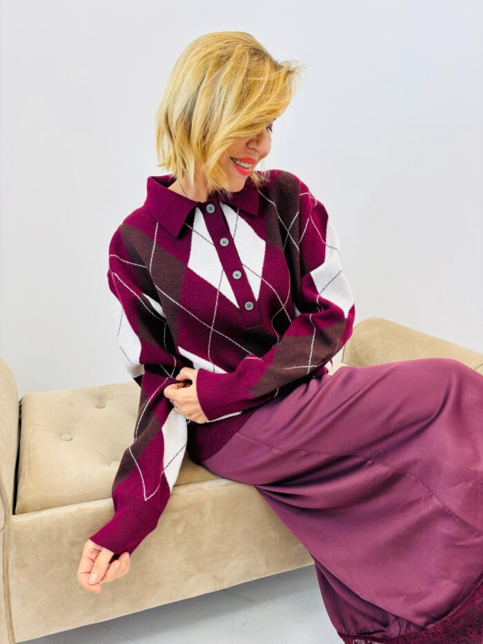 Pull à Losanges Burlington – Col Polo viscose – Image 1