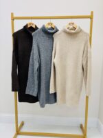 Robe Pull col Roulé côtelée – Image 2