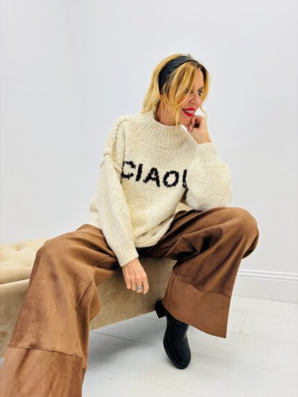 Pull “CIAO!” en Maille effet popcorn – Esprit italien et douceur cocoon
