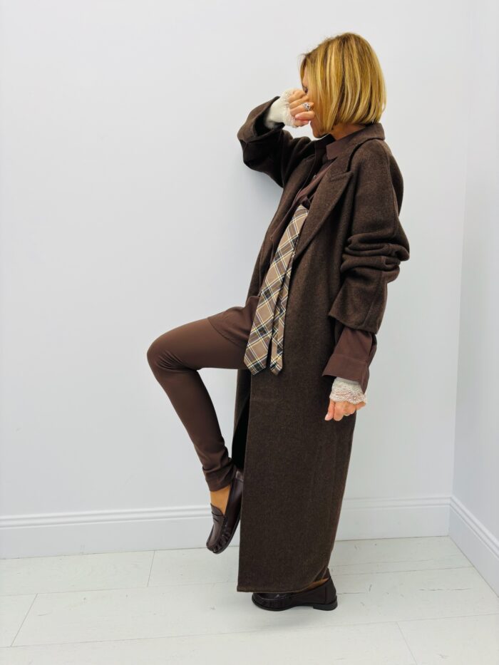Manteau long ceinturé en laine – Image 3