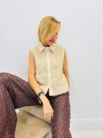 Top Sans Manches à Sequins – Marque VOGUE – Élégance Lumière & Style Couture