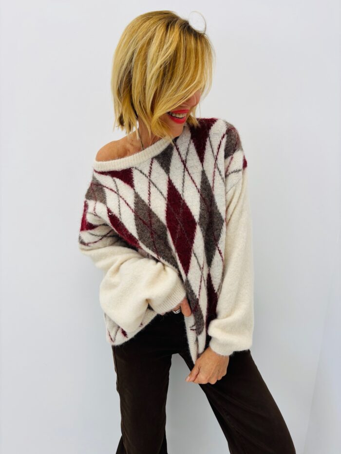 Pull “Burlington” – Motif losanges vintage 🇮🇹 – Image 5
